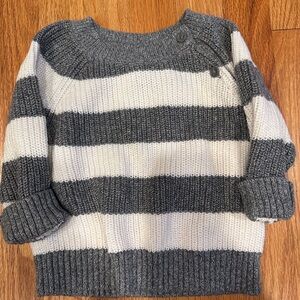 GAP baby Gray and White Striped Sweater